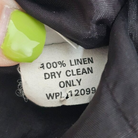 Vintage Linen Button Front Mandarin Collar Midi Dress‎ 80s-90s Women's S/M, 10 - Picture 7 of 14